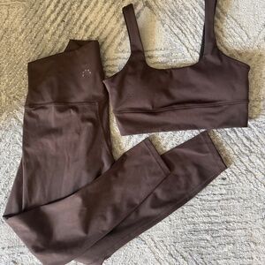 VARLEY brown espresso legging & bra set